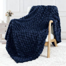 Extra Large Fleece Throw Blanket, 50 x 70 Inches, Navy Blue