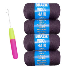 Hilo de lana negra natural para trenzas jumbo, rastas postizas, rastas estilo diosa y trenzas senegalesas – 6 rollos