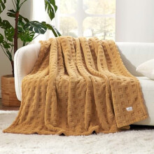 Waffle Throw Blanket King Size 108x90 in Brown