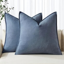 Linnen kussenslopen Blue Ashes 22x22 inch, set van 2