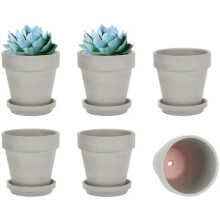 Pots en terre cuite avec soucoupes, lot de 6, 12,5 cm