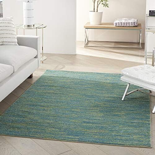 Contemporary Blue Green Area Rug 4' x 6'