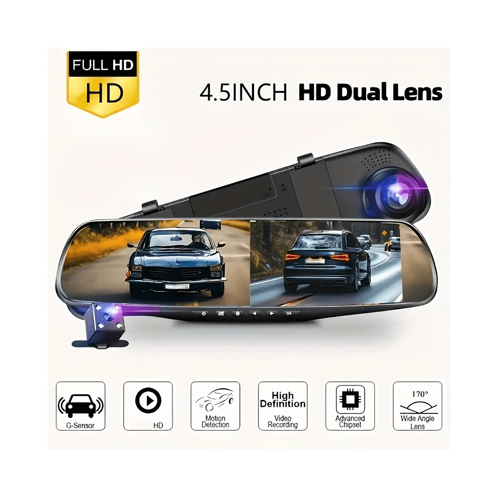 Dashcam Mirror Fhd 1080P 4.5 Inch Dual Lens 9341593731225