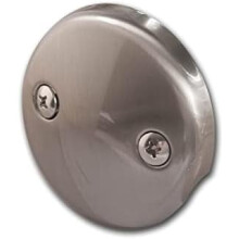 Dual Hole Bathtub Drain Overflow Plate with Two Matching Screws, Easy to Install, Satin Nickel