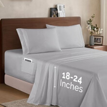 Microfiber Sheet Set Full Size 4-Piece Silver Grey