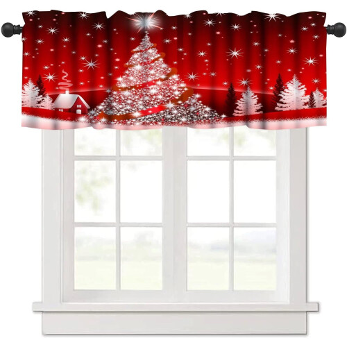 Red Snowflake Christmas Valance 54 x 18 in