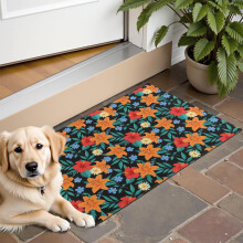 Pioneer Flower Floral Print Door Rugs, Washable Non-Slip Indoor Mat, 16"x24", Compatible with Home Entry, Bedroom, Kitchen, Bathroom
