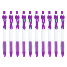 Paquete de 10 bolígrafos de gel retráctiles, colores surtidos, diseño de lazo de concientización sobre el cáncer – Compatibles con recambios