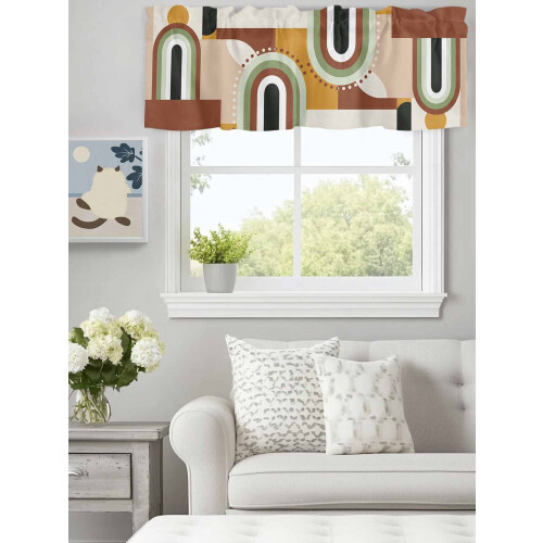 Boho Abstract Geometric Valance 60x18in Rod Pocket