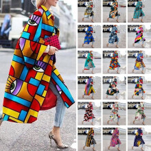 KONBECA Damen-Cardigan in Übergröße, lange, offene Strickjacke & Trenchcoat mit Retro-Print, farbenfrohe Winterjacke mit Taschen –