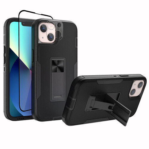 Capa para iPhone 13 Mini com suporte e protetores de tela/lente.
