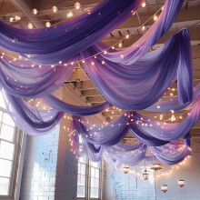 Purple Chiffon Sheer Curtain Panel 5 ft x 32 ft