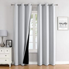 Light Grey Blackout Curtains 42x63 in, 2-Panel Grommet Set