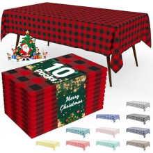 Black & Red Gingham PEVA Tablecloth 54 x 108 in (3 pcs)