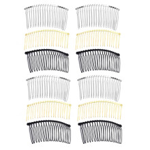12 Stück Haarspangenkämme mit 20 Zähnen, ausgefallene DIY-Haarkämme aus Metalldraht (Gold, Weiß, Schwarz)