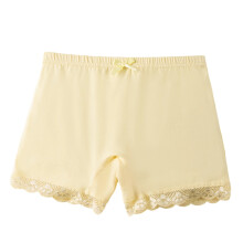 Girls Shorts Solid Color Lace Trim Under Dress Girl Versatile Party Panties,Yellow,7-9 Years