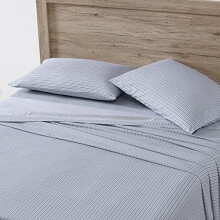 Cotton Percale Twin Sheet Set Light Blue