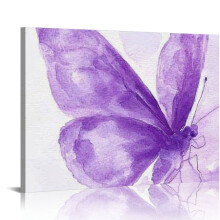 Violetti perhonen seinälle painettu canvas-taulu, 16 x 12 tuumaa