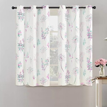 Lavender Bathroom Curtain for Small Window,Watercolor Floral Bath Decor,80% Blackout Short Curtains for Girls Bedroom,45 Inch Length,Purple