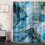 Cortina de chuveiro para banheiro em mármore azul com ganchos, 175 x 190 cm (69 x 75 polegadas). 5