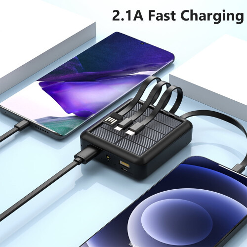 Power bank solare portatile con batteria esterna e 4 porte USB. 1