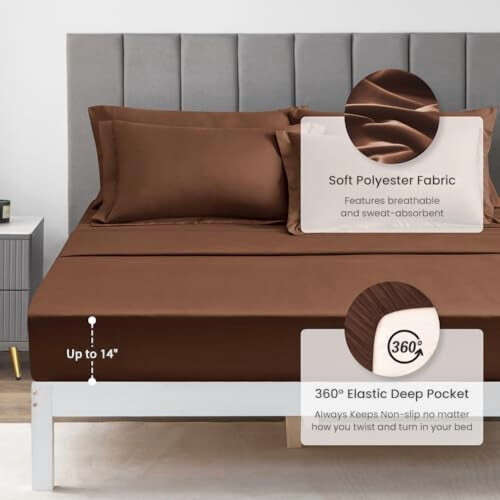 7-Pc Brown Full Comforter Set: 1 Comforter, 1 Flat Sheet, 1 Fitted Sheet, 2 Pillowcases, 2 Shams 2