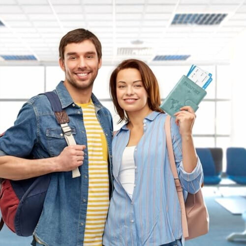 Étui portefeuille compact bleu clair pour passeport 1