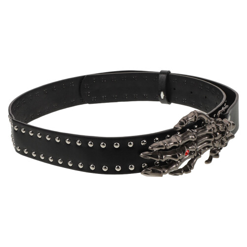 3Pièces Ceintures Studs Punk En Cuir PU Noir À Crâne Ajustable 1