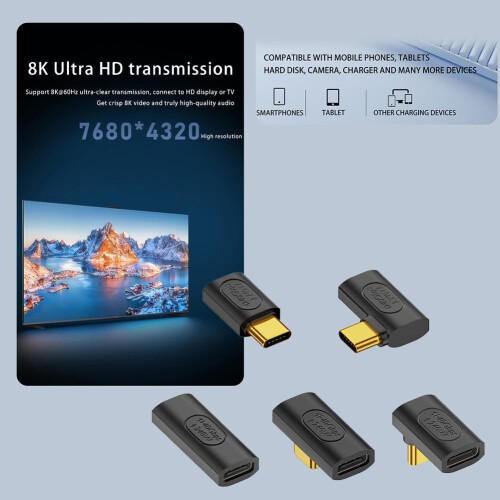 Adaptador USB C de 40 Gbps, extensor USB C recto de 90 grados, lote L3 2