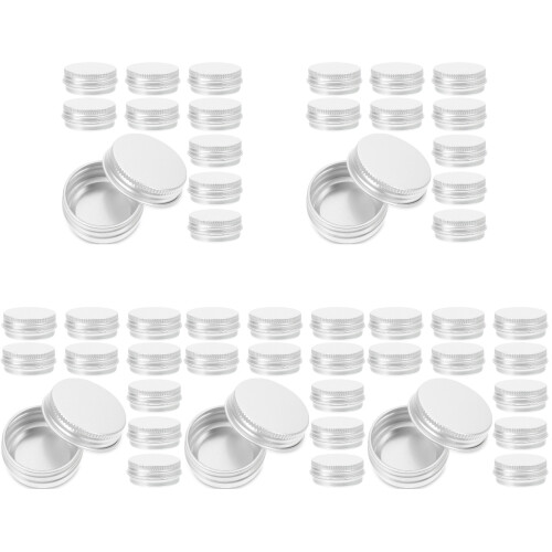 120Pcs Aluminum Small Round Tin Boxes with Screw Lids Silver 1