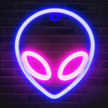 Alien Neon Sign Pink & Blue LED for Bedroom Wall Decor
