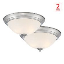 DESIGNERS FOUNTAIN 11" Plafondlamp met vlakke montage, mat glas, voor keuken/slaapkamer/badkamer/hal, LED-lampen niet inbegrepen, geborsteld nikkel