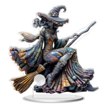 Uxgjfwu Čarodějnice Akrylová Dekorace - Halloween Stolní Figurka Domácí Dekorace Pro Okno Police Párty Ornament