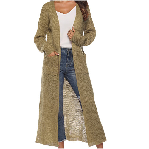 Γυναικεία φαρδιά πουλόβερ Lenago με μακριά λεπτή ζακέτα και σχισμές, μεγάλα μεγέθη,