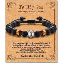 Tiger Eye Baseball Bracelet for Teen Boys – Compatible with Health, Safety & Happiness – Birthday, Christmas, Graduation Gift