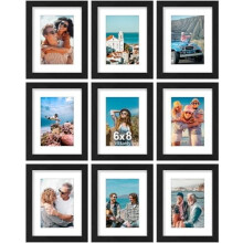 Picture Frames Set of 9 Black Engineered Wood 6x8