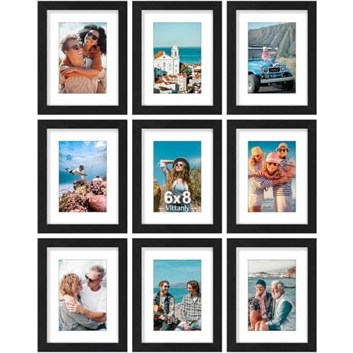 Picture Frames Set of 9 Black Engineered Wood 6x8