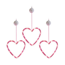 Conjunto de 3 luzes de LED em formato de coração com ventosas, alimentadas por bateria, perfeitas para o Dia dos Namorados e decoração de casa.