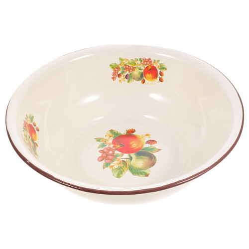 Tigela de esmalte TOYMYTOY, bacia esmaltada bege, utensílios de cozinha retrô, conjunto de 11 polegadas.