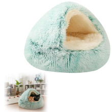 Hooded Cozy Cat Bed Medium Size Washable Plush Donut Dog Bed With Non-Slip Base 50*30Cm