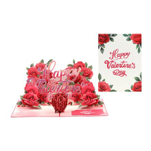 Carte de Saint-Valentin 3D pop-up avec rose, motif floral artisanal, carte de vœux romantique pour anniversaires, fêtes, mariages et moments