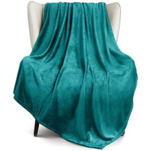 Coperta in pile per divano, 300 g/m² super morbida e calda, colore verde acqua, adatta a tutte le stagioni, accogliente, soffice, leggera, 50x60