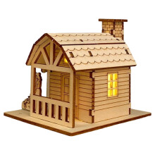 Beleuchtetes Weihnachtsdorfhaus aus Holz zum Selberbauen, handbemalbare Weihnachtsdekoration – geeignet für Innenräume und Haustüren