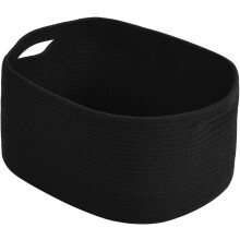 Opbergmand van katoenen touw, 38x25x23 cm, geweven mand voor planken, kleding, speelgoed, handdoeken, boeken en wasgoed, duurzaam en stijlvol, zwart