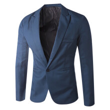 Blazer masculino de cor sólida com um botão, estilo casual para negócios, terno elegante para trabalho e escritório, azul royal, tamanho XL.