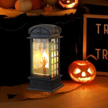 Lanterne décorative LED pour Halloween : motifs vintage de bougies, de crânes et de citrouilles pour une utilisation intérieure/extérieure