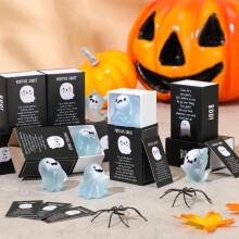 Halloweenské miniaturní figurky duchů, svítící miniaturní pryskyřičné figurky duchů, svítící ve tmě miniaturní pryskyřičné