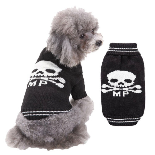Σετ Πουλόβερ για Σκύλους Halloween Μαύρο Skull and Bones Boo Κουτάβι Ρούχα Σκύλου Κατοικίδιο