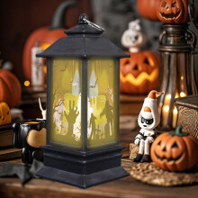 Halloween LED-lantaarndecoratie: vintage kaars-, schedel- en pompoenontwerpen voor binnen en buiten.