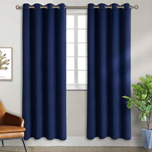 Mörkläggningsgardiner för sovrum - Grommet värmeisolerande mörkläggningsgardiner för vardagsrum, set med 2 paneler (52x72 tum, marinblå)